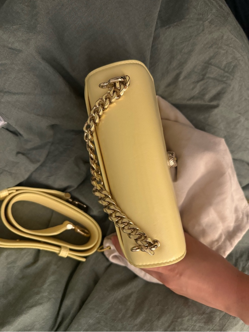 Bvlgari Yellow Calfskin Serpenti Forever Maxi Chain Crossbody Bag - Picture 13 of 15
